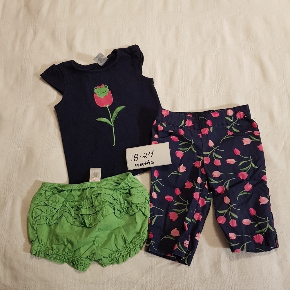 Gymboree girls 18-24 months tulip line 3 piece set shorts pants shirt